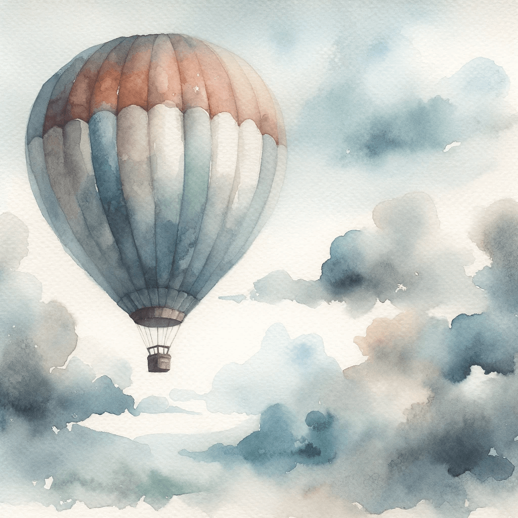 40 Watercolor Style Hot Air Balloon Illustrations Prints
